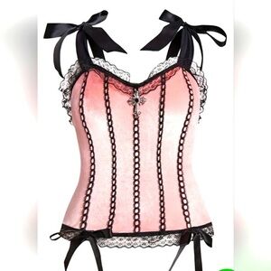 Gothic Babydoll Velvet Corset Top W Cross M-XL